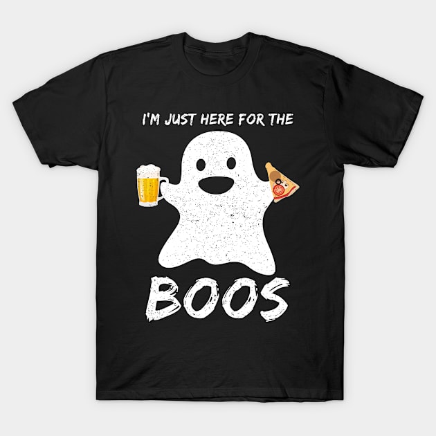 I'm just here for the boos Funny Beer Pizza Lover Halloween T-Shirt by foxmqpo